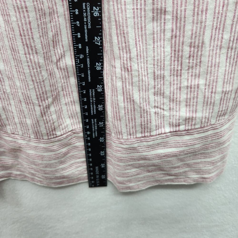 Faherty Isha Linen Dress Womens XS Henley Pink Bloom Sierra Stripe Sleeveless - Picture 10 of 11